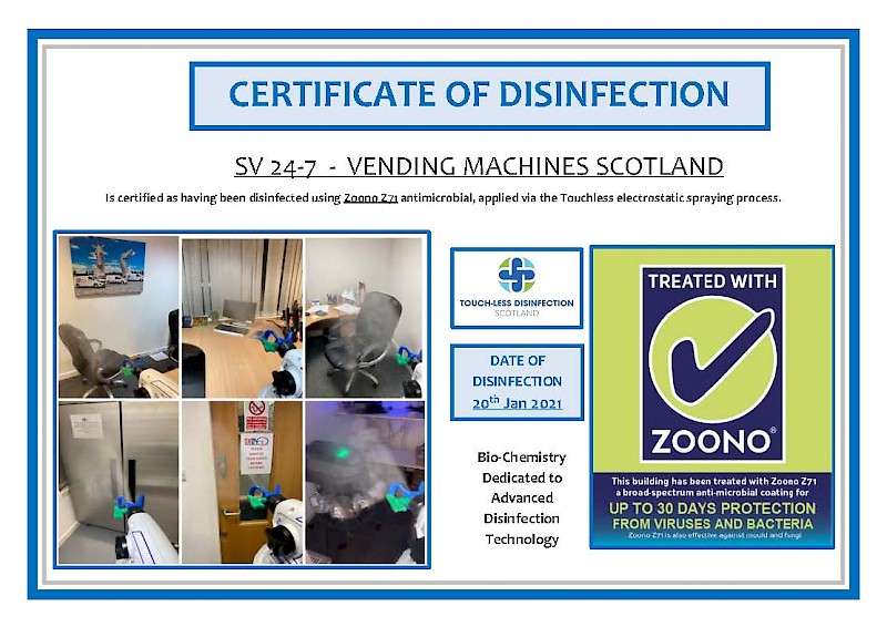 CERTIFICATE OF DISINFECTION