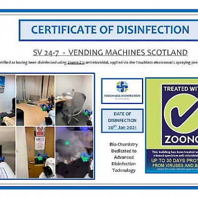 CERTIFICATE OF DISINFECTION